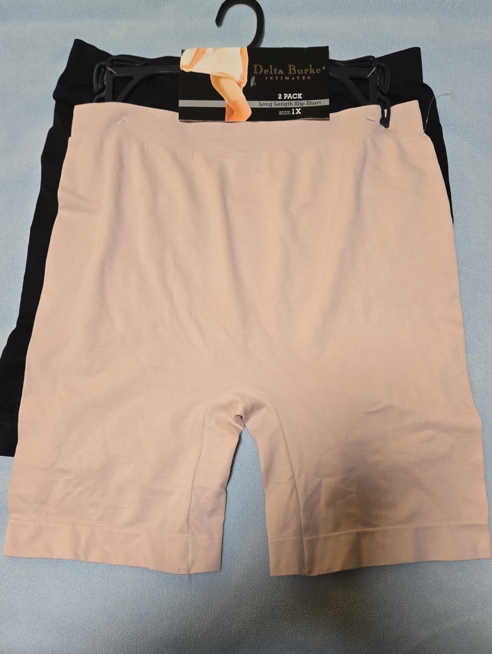 Delta Burke 2-Pack Long Slip Short - Blush & Black